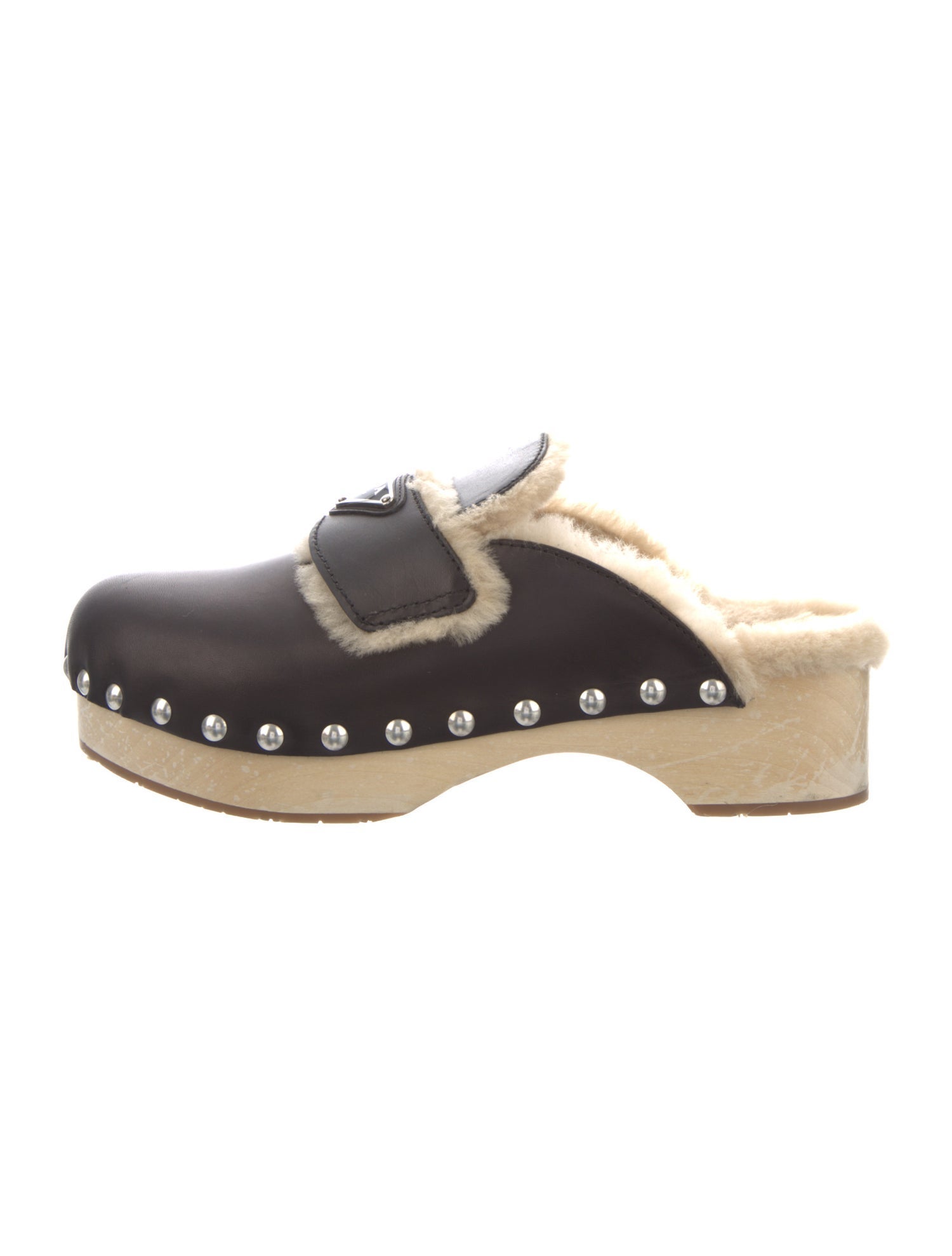 Prada Leather Studded Accents Mules