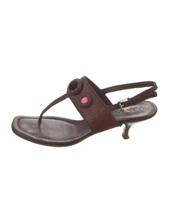 Prada Leather T-Strap Sandals
