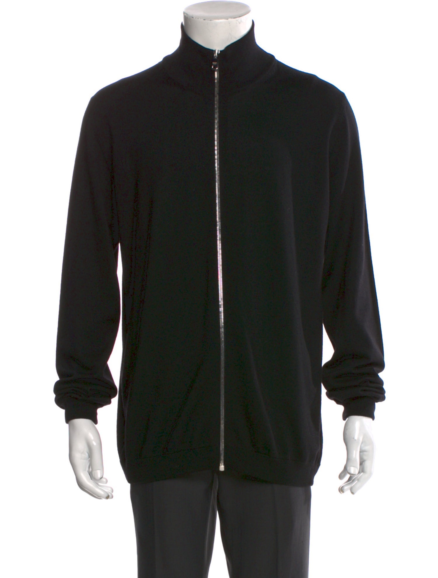 Prada Virgin Wool Mock Neck Cardigan