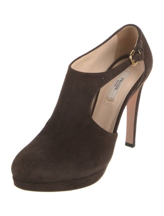 Prada Suede T-Strap Pumps