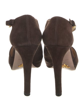 Prada Suede T-Strap Pumps