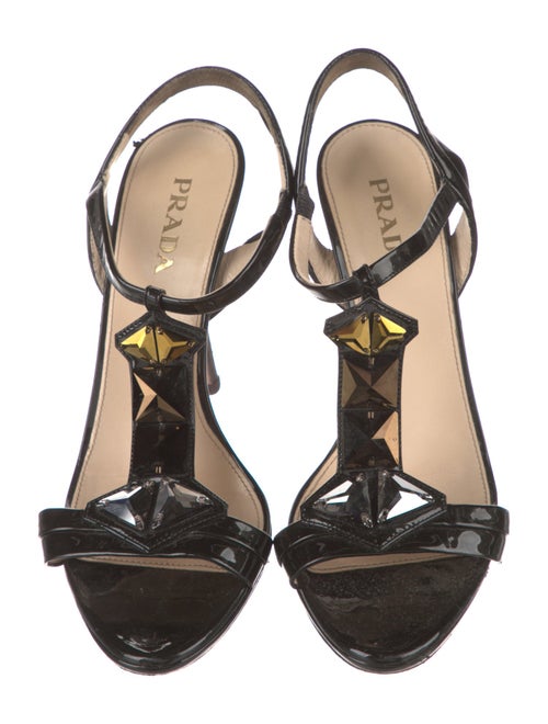 Prada Patent Leather T-Strap Sandals