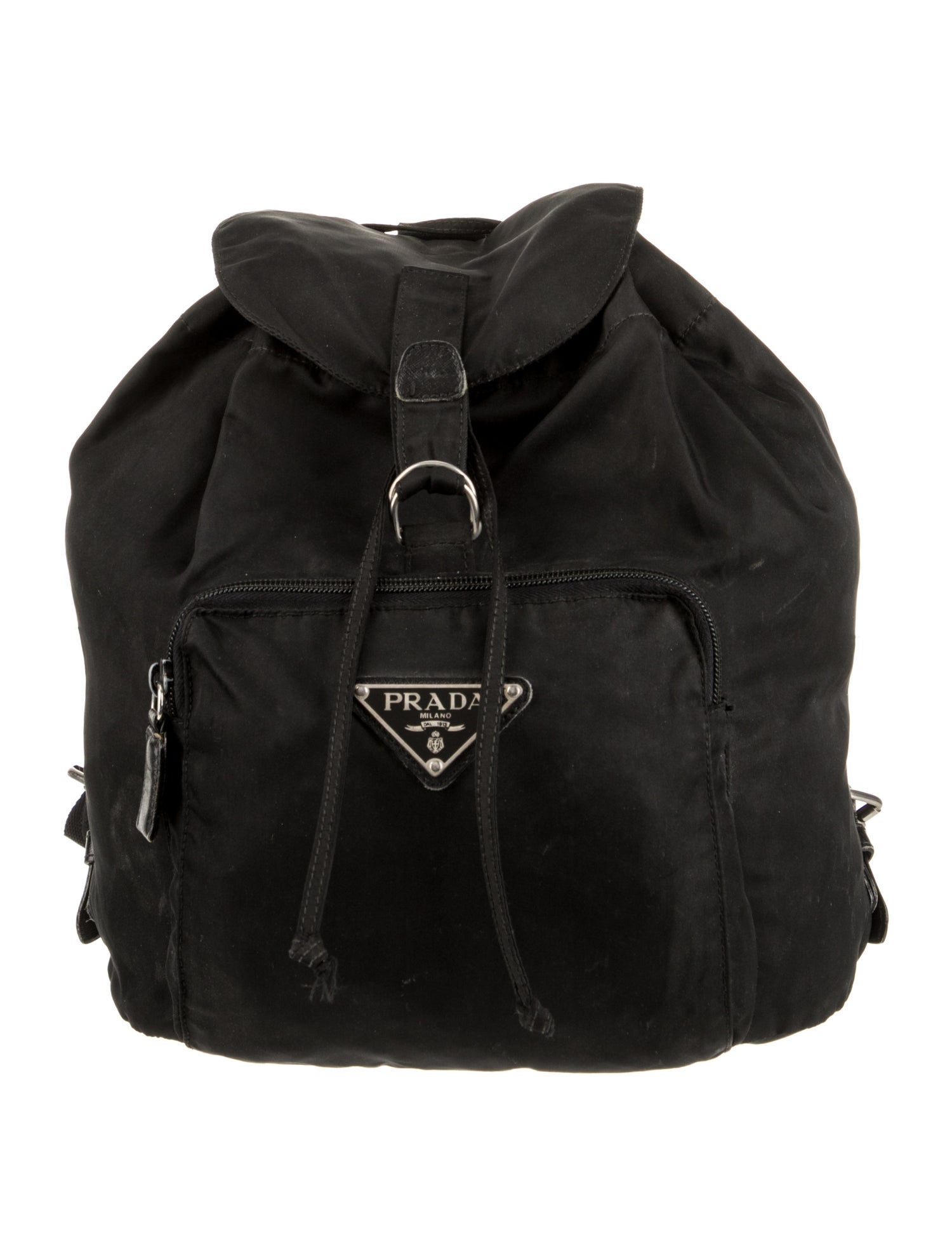 Prada Enameled Metal Triangle Backpack