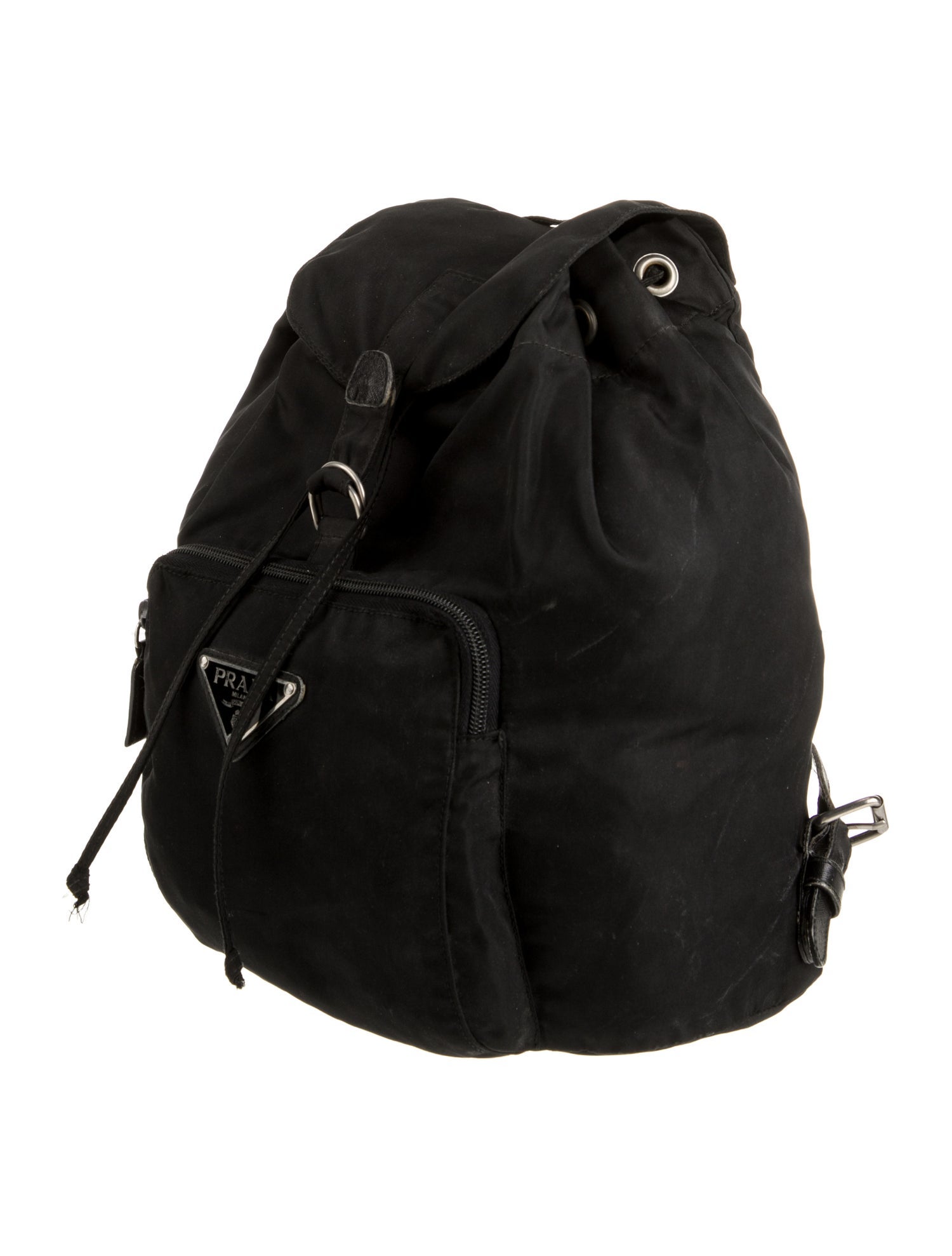 Prada Enameled Metal Triangle Backpack