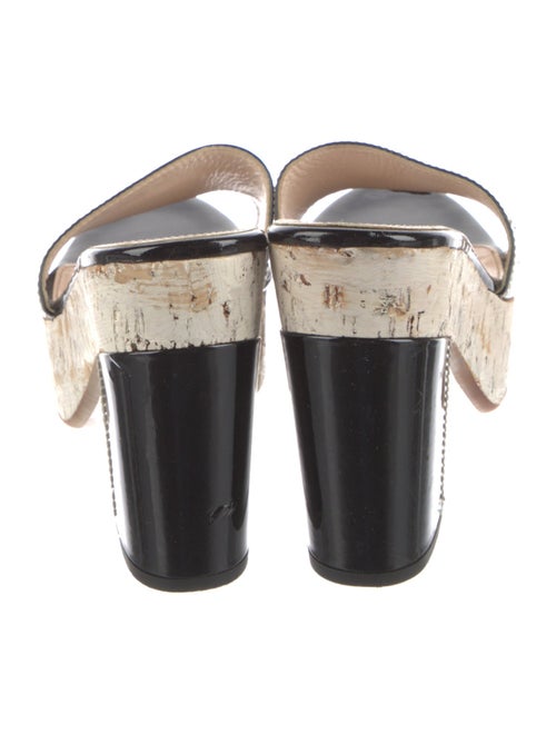 Prada Patent Leather Leather Trim Embellishment Slides