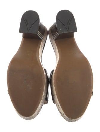 Prada Patent Leather Leather Trim Embellishment Slides