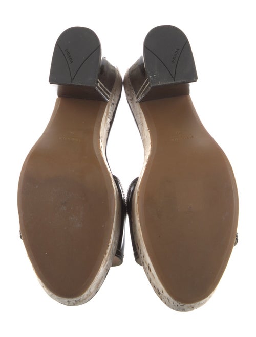 Prada Patent Leather Leather Trim Embellishment Slides