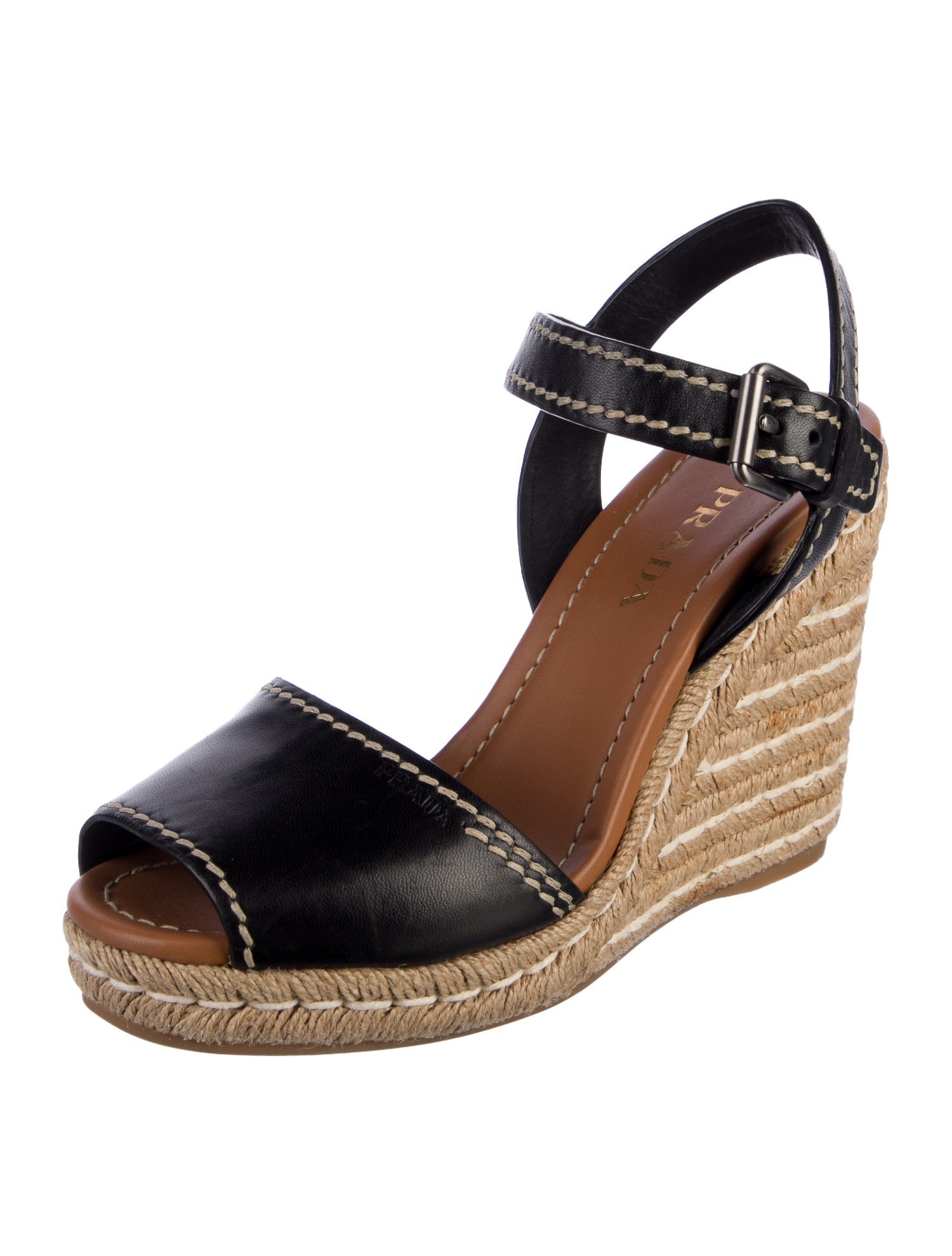 Prada Leather Printed Espadrilles