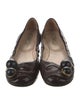 Prada Patent Leather Bow Accents Ballet Flats