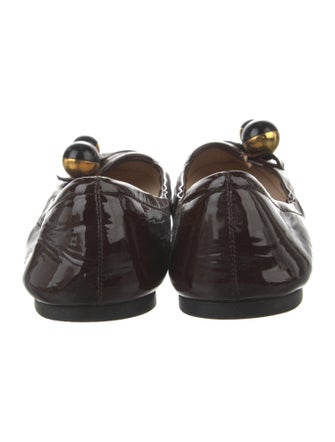 Prada Patent Leather Bow Accents Ballet Flats