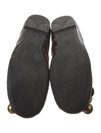 Prada Patent Leather Bow Accents Ballet Flats