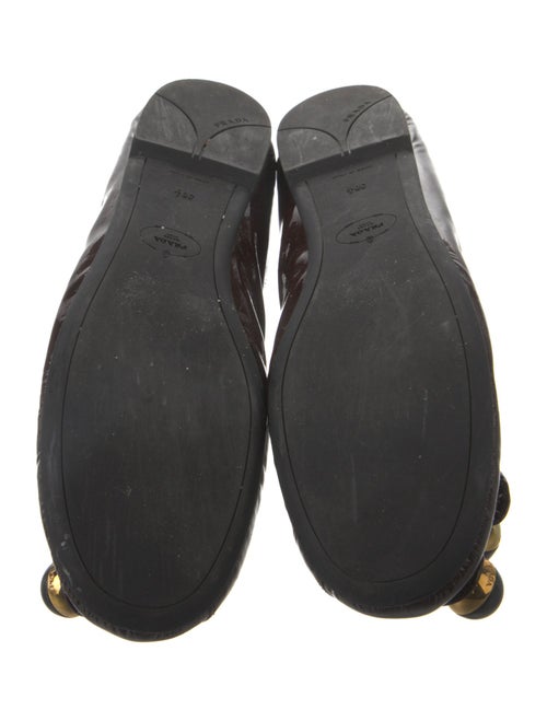 Prada Patent Leather Bow Accents Ballet Flats