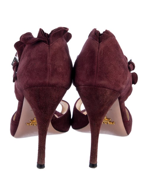Prada Suede Ruffle Embellishment Sandals