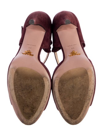 Prada Suede Ruffle Embellishment Sandals