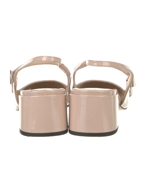 Prada Enameled Metal Triangle Patent Leather Slingback Pumps