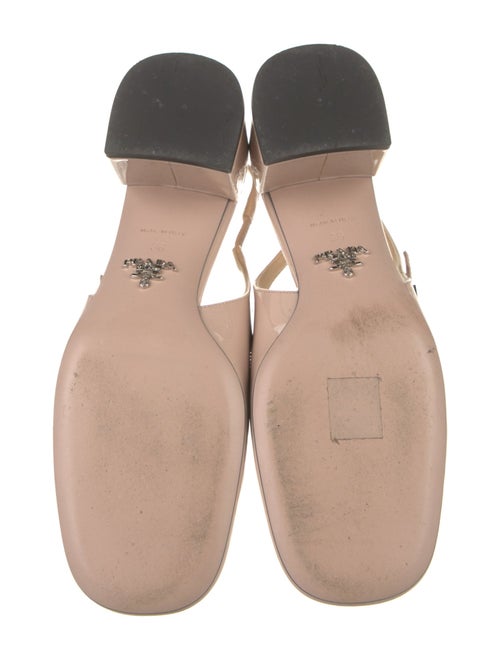 Prada Enameled Metal Triangle Patent Leather Slingback Pumps