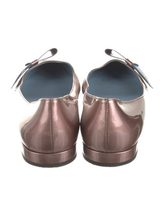 Prada Patent Leather Bow Accents Ballet Flats