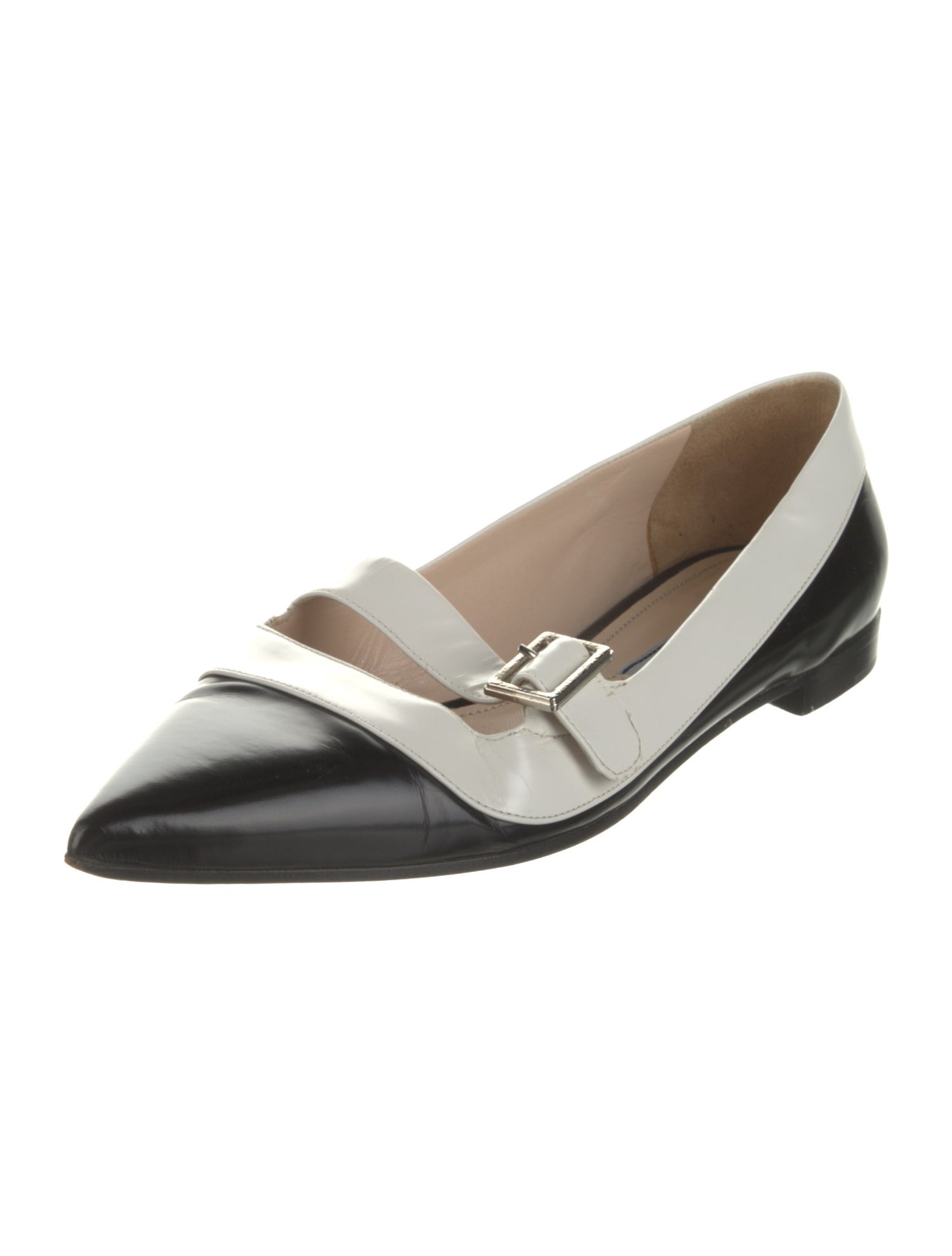 Prada Leather Colorblock Pattern Mary Jane Flats