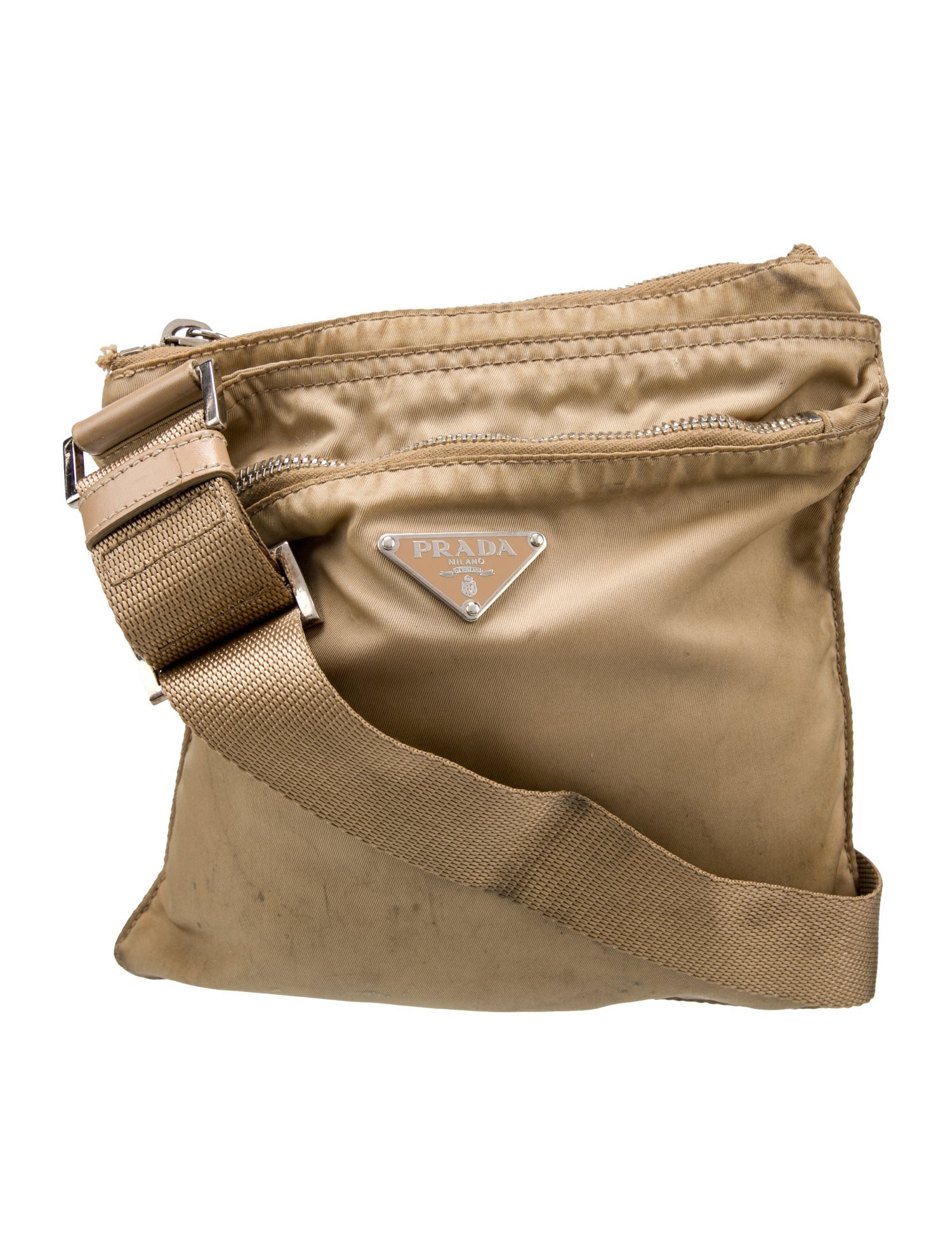 Prada Enameled Metal Triangle Messenger Bag