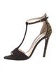 Prada Suede Studded Accents T-Strap Sandals
