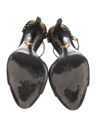 Prada Suede Studded Accents T-Strap Sandals