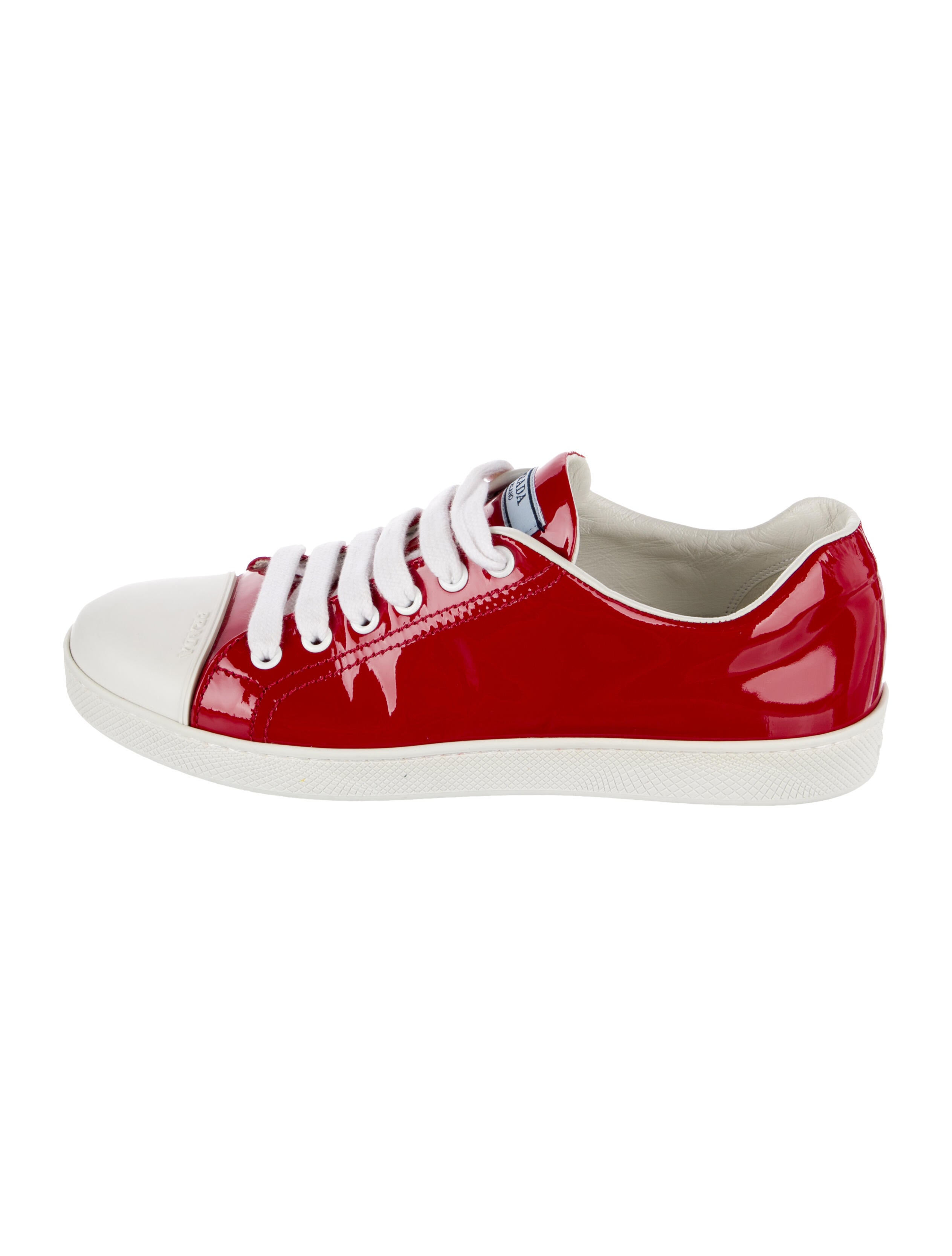 Prada Patent Leather Colorblock Pattern Sneakers