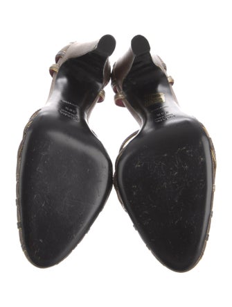 Prada Leather Cutout Accent T-Strap Pumps