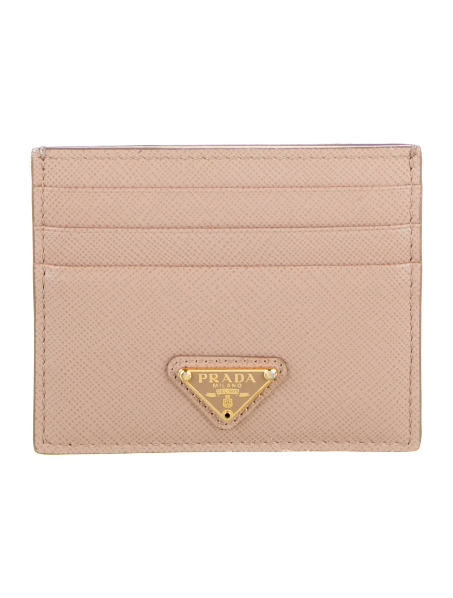 Prada Saffiano Triangle Leather Card Holder
