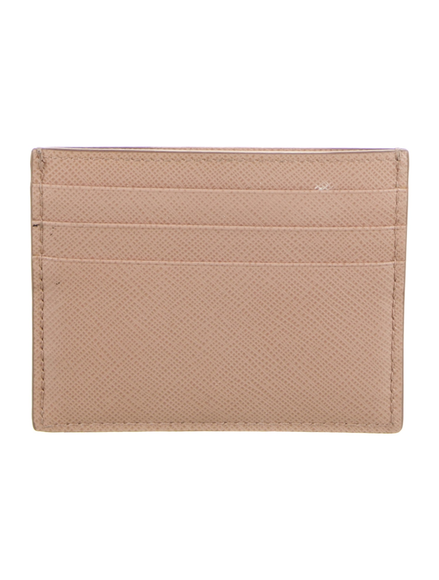 Prada Saffiano Triangle Leather Card Holder