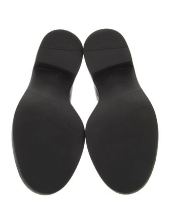 Prada Enameled Metal Triangle Patent Leather Oxfords