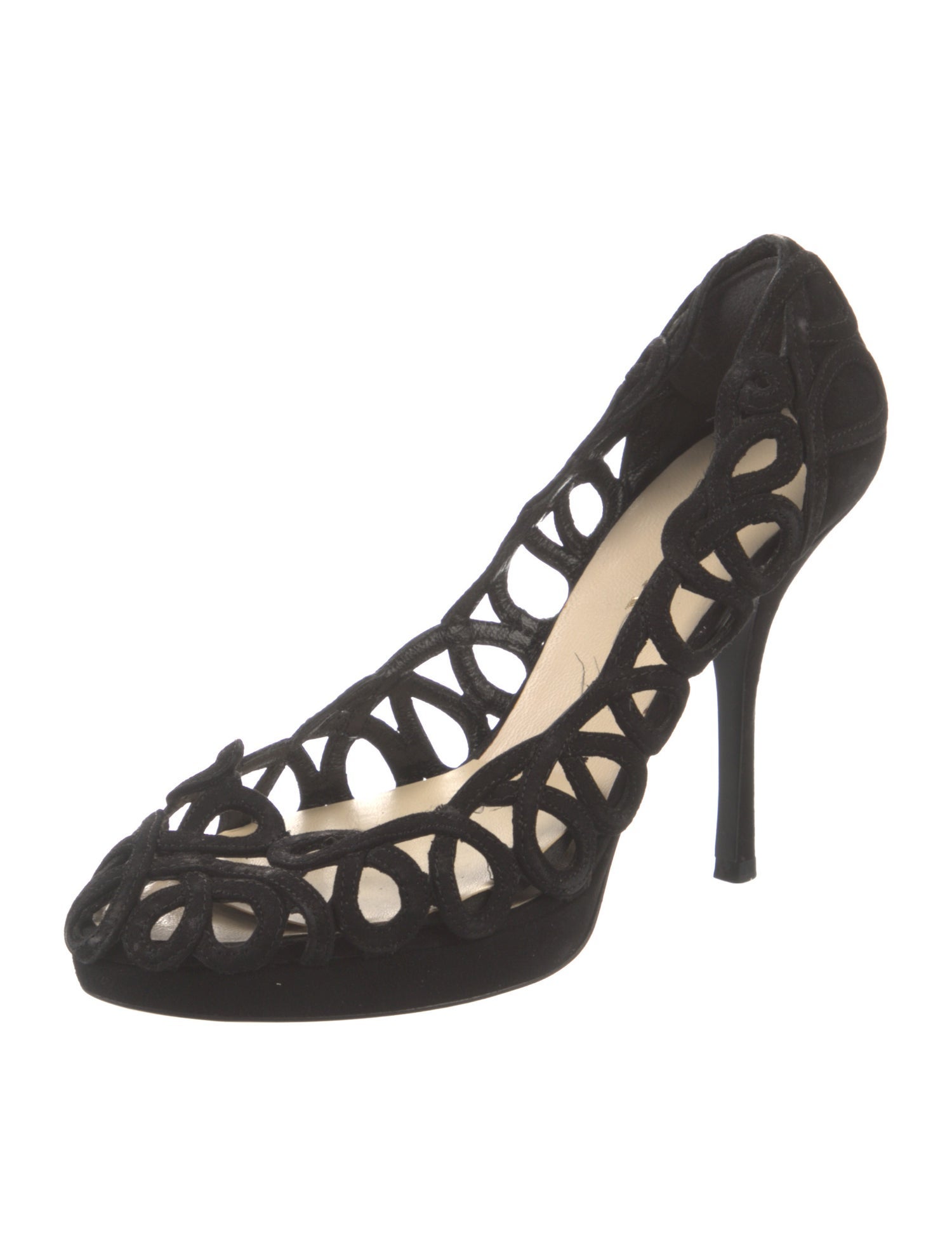 Prada Suede Lasercut Accents Pumps