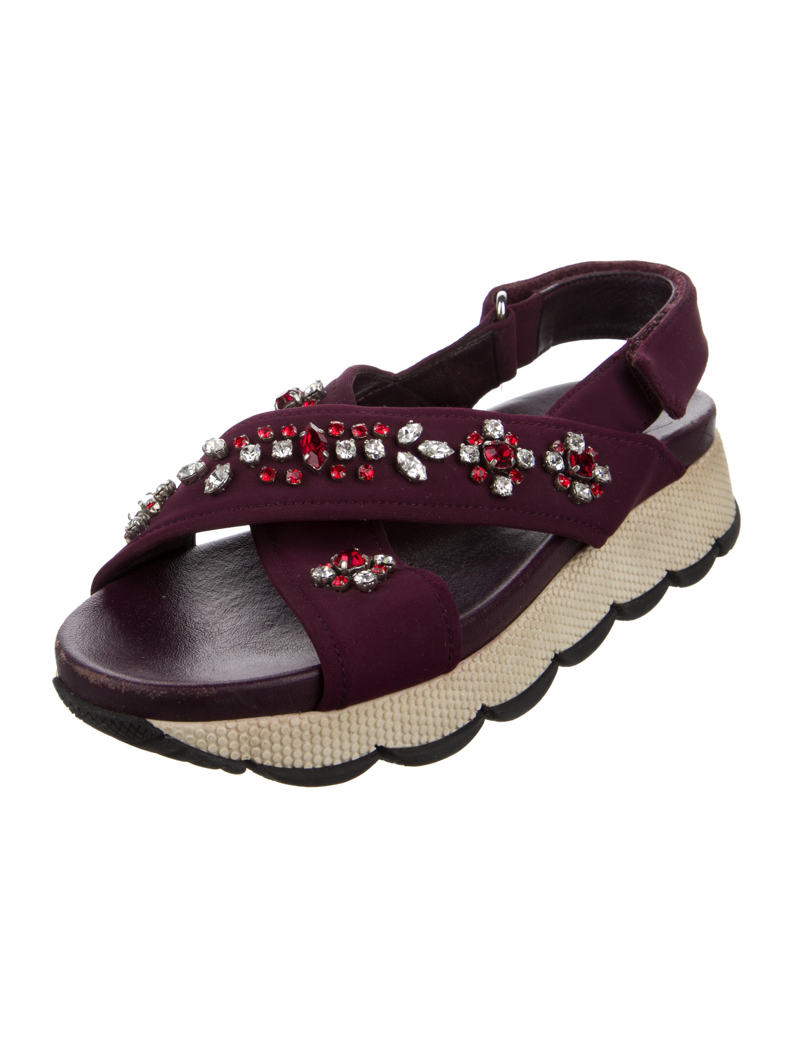 Prada Leather Printed Slingback Sandals