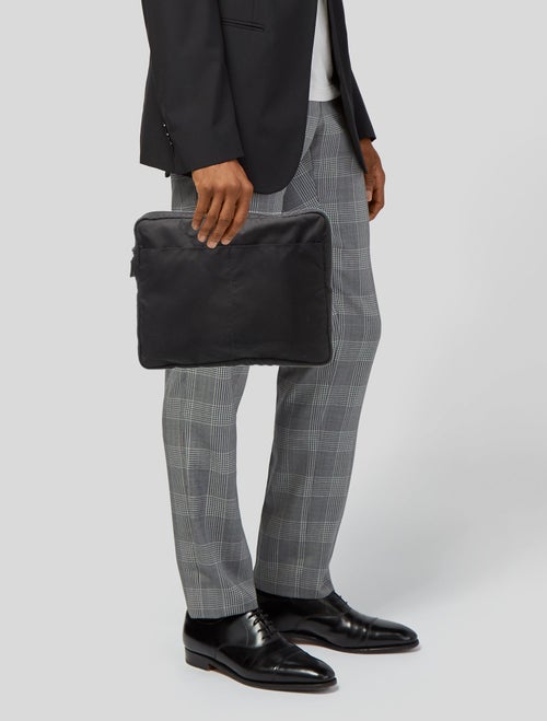 Prada Enameled Metal Triangle Portfolio