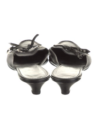 Prada Leather Bow Accents Mules