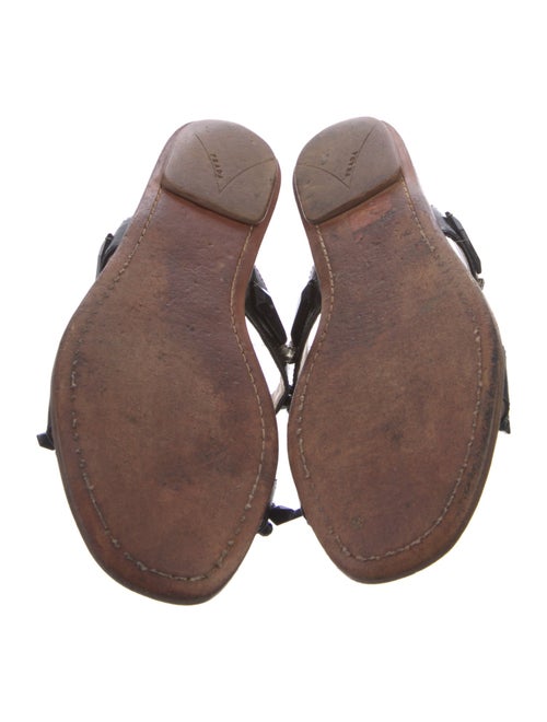 Prada Leather Crystal Embellishments Slides