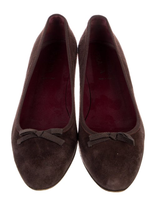Prada Suede Bow Accents Ballet Flats