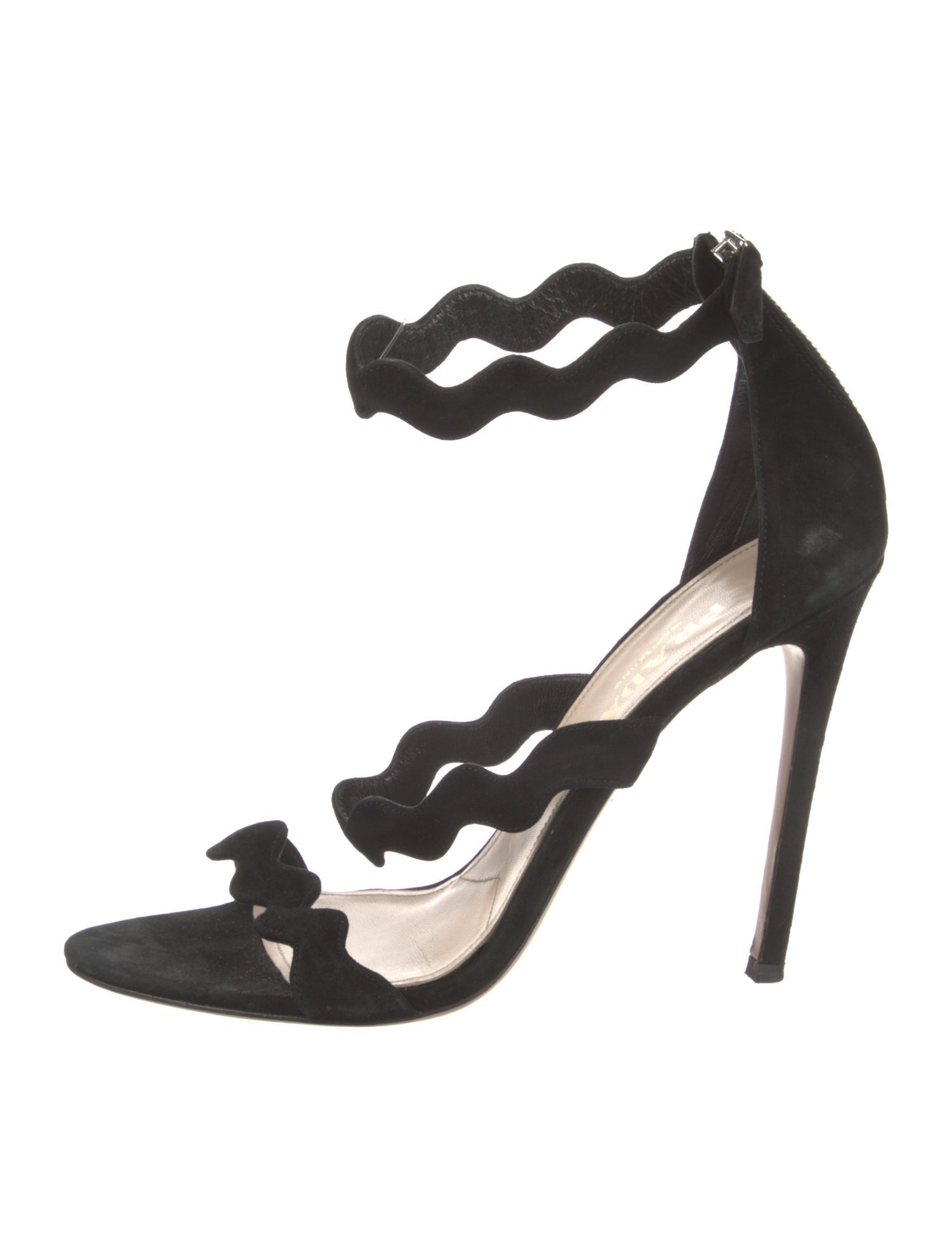 Prada Suede Scalloped Accent Sandals