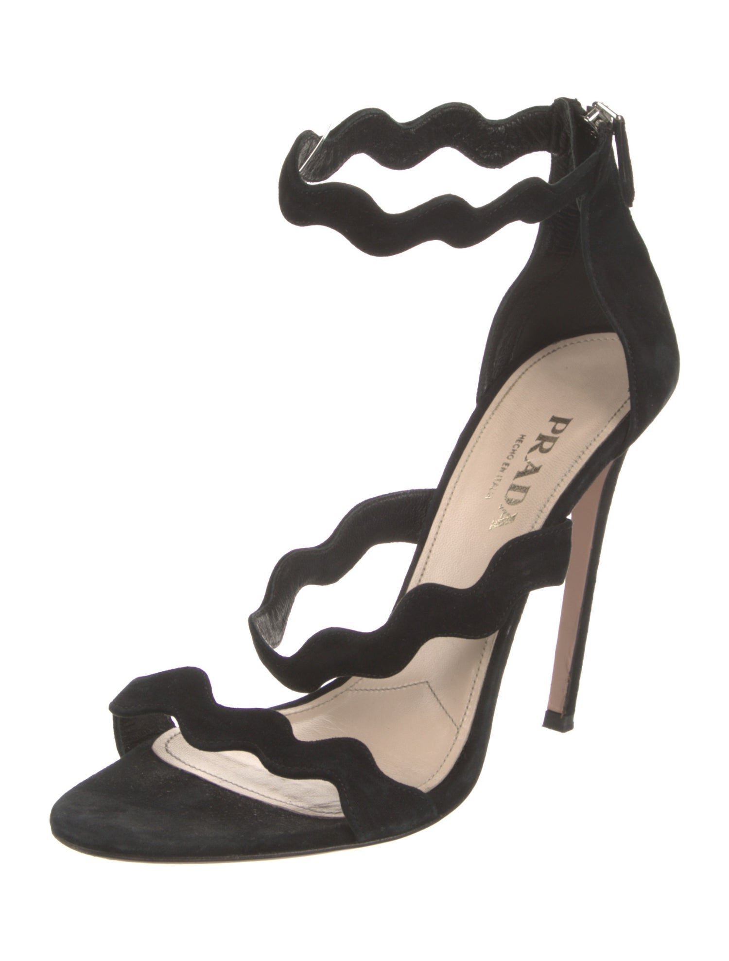 Prada Suede Scalloped Accent Sandals