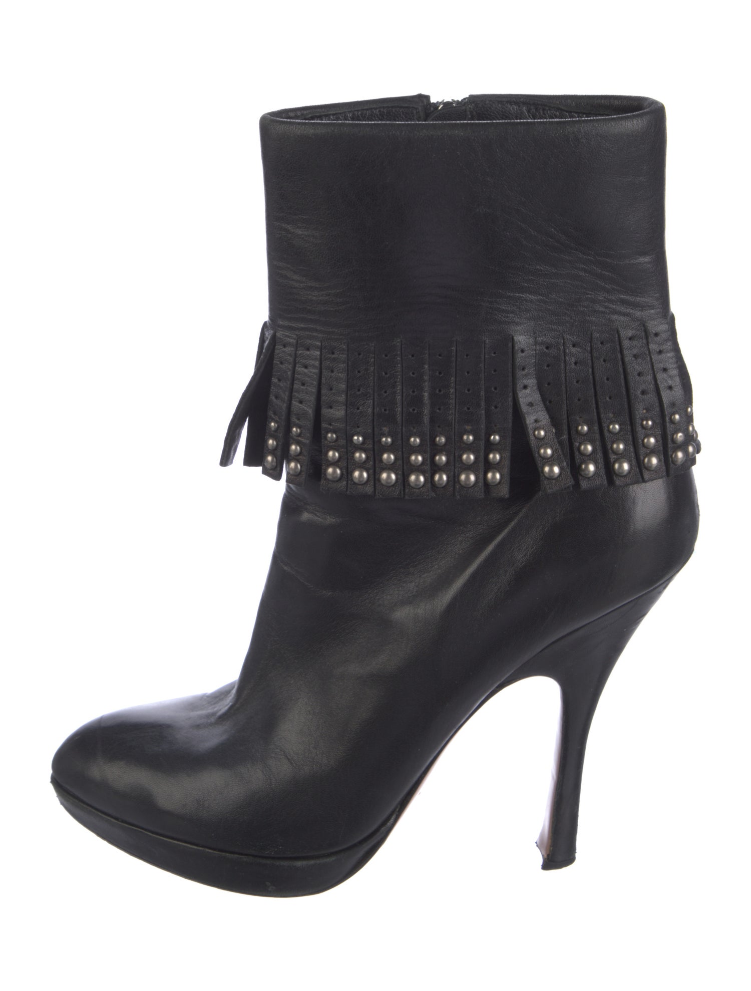Prada Leather Studded Accents Boots