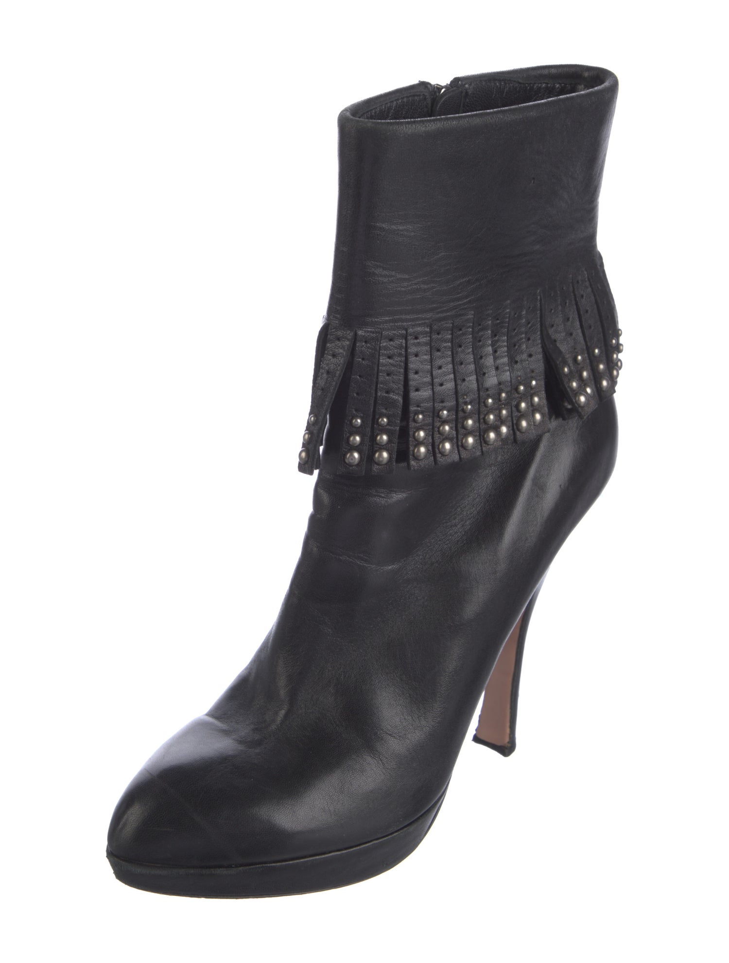 Prada Leather Studded Accents Boots