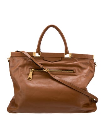 Prada Enameled Metal Triangle Top Handle Bag