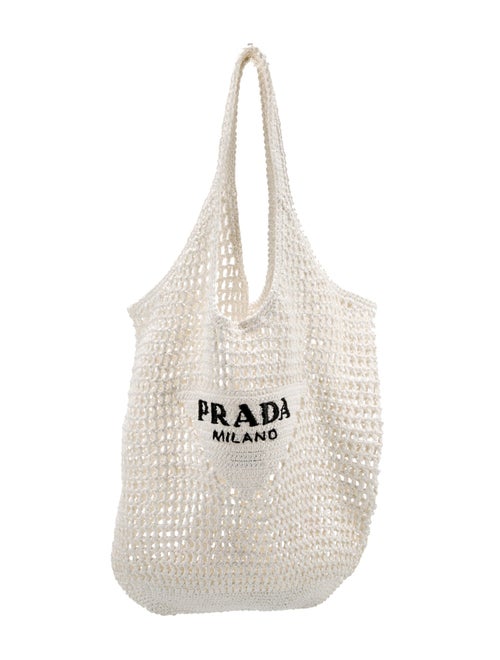 Prada Raffia Shoulder Bag Large