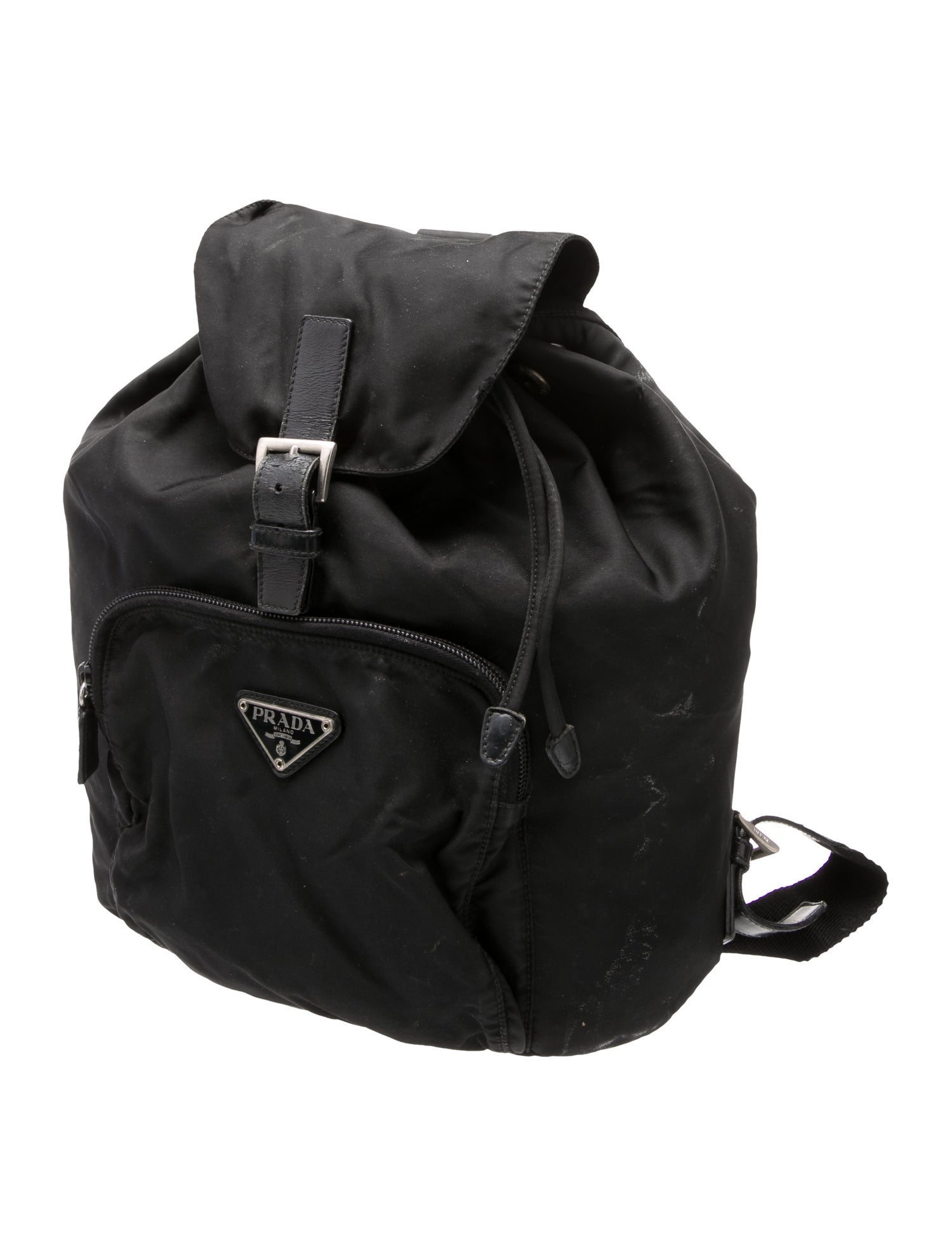 Prada Enameled Metal Triangle Backpack