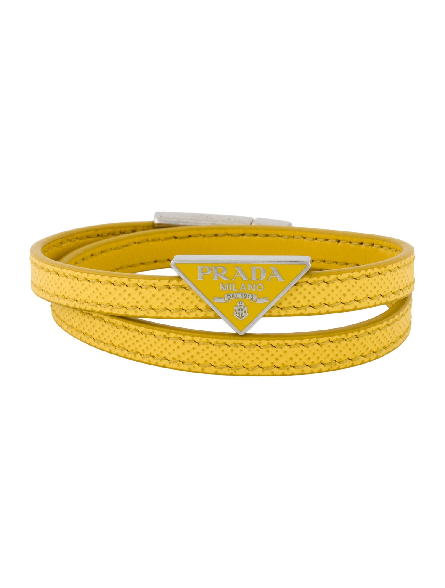 Prada Saffiano Leather Double Wrap Bracelet