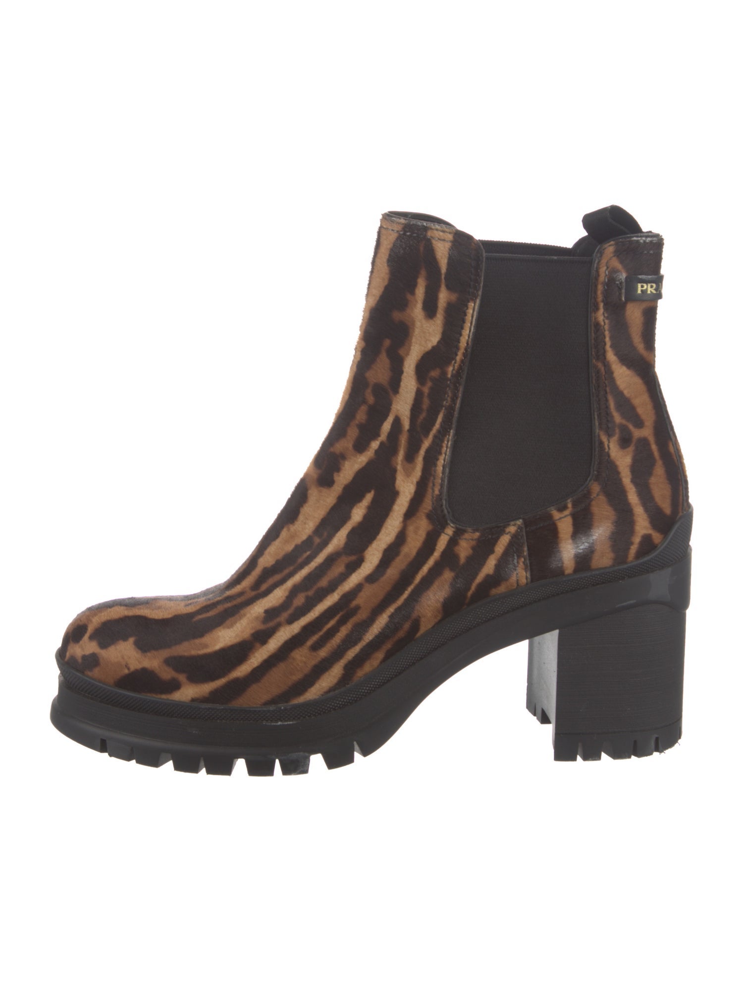 Prada Ponyhair Animal Print Chelsea Boots