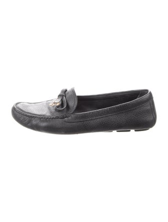 Prada Leather Bow Accents Loafers