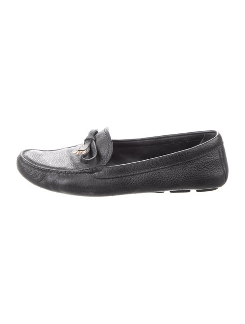 Prada Leather Bow Accents Loafers