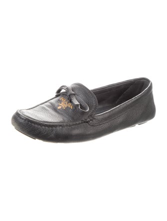 Prada Leather Bow Accents Loafers