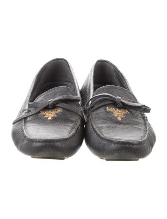 Prada Leather Bow Accents Loafers