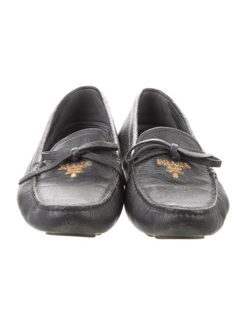 Prada Leather Bow Accents Loafers
